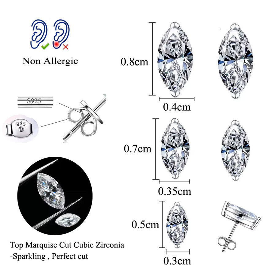 CWWZircons Ohrstecker, 925 Silber, Zirkonia, Damen - Bild 2