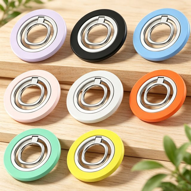 QGhappy Magnetischer Telefonhalter mit Magsafe Fingerring und 360 Grad rotierbarem Klappständer in Schwarz - Bild 1