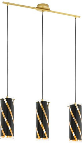 Eglo Pendelleuchte PINTO NERO 1 in Schwarz und Gold mit buntem Glas, E27, modern und rechteckig - Bild 1