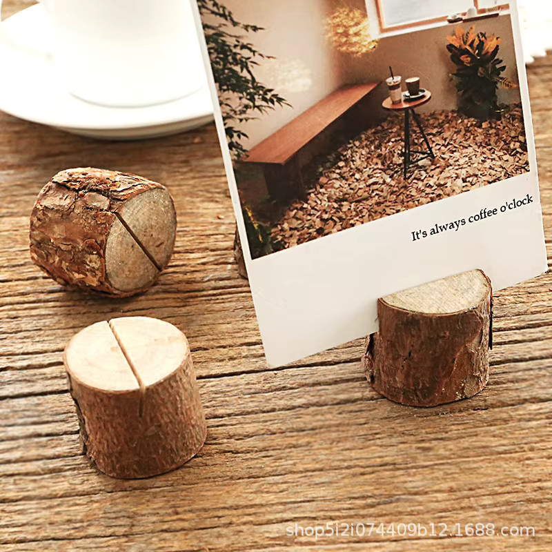 10er Set Holz-Hinweishalter aus Naturholz in Braun für Hochzeit, Geburtstag und Party - Bild 3