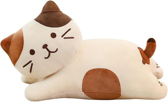 Yiran toy Kawaii Liegende Dreifarbige Katze Plüschkissen, Stofftier, 53cm - Bild 1