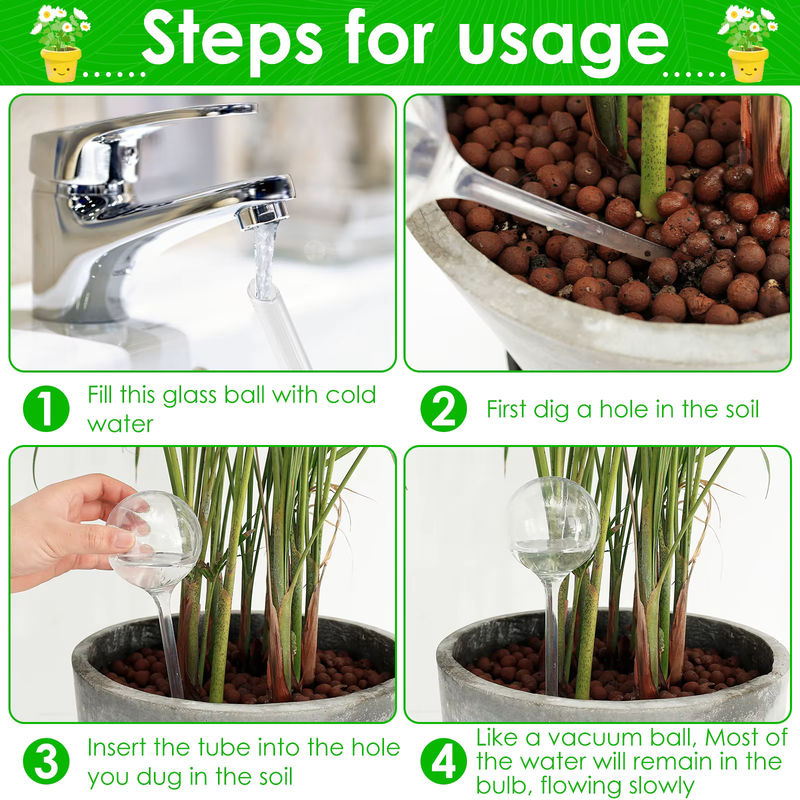10er Set Automatische Bewässerungssystem Tropf Bewässerung Stakes aus transparentem PVC für Blumen mit 60ml und 250ml Füllmenge - Bild 3