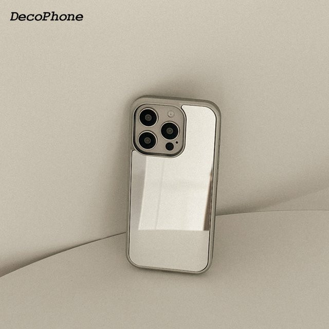 DecoPhone Ins-Style Spiegel Handyhülle aus TPU in Silber und Schwarz für iPhone XR bis iPhone 17 Pro Max, sturzsicher - Bild 1