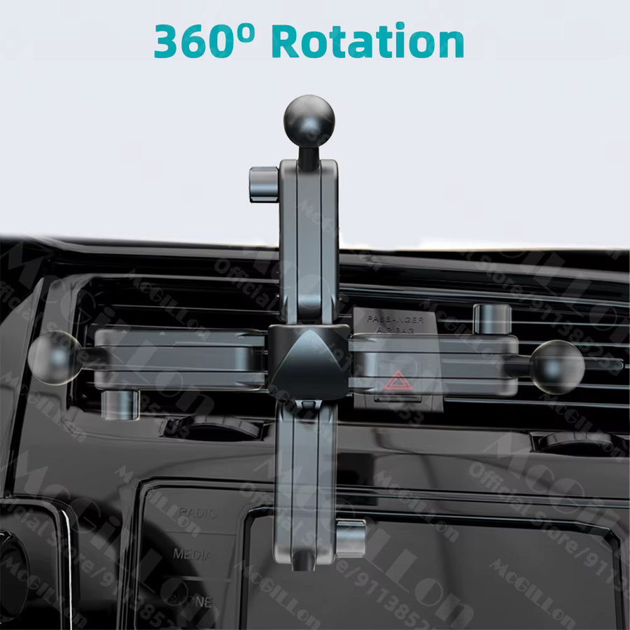 MCGILLON Auto-Handyhalterung mit Verlängerungsstange und 17mm Universal-Kugelkopf für die Lüftungsöffnung in Schwarz - Bild 3