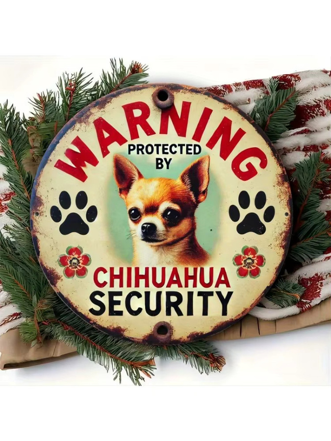 Potdemiel Vintage Chihuahua Guard Warnschild aus Eisen als dekorativer Wandbehang - Bild 5