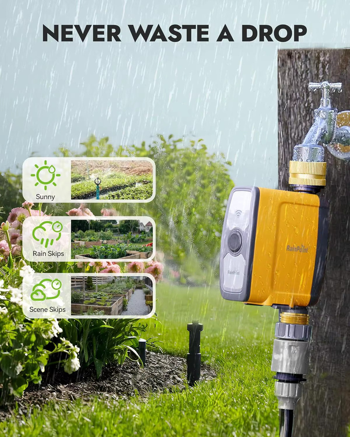 RAINPOINT WiFi Wasser Timer Smart Schlauch Bewässerung Controller mit Tuya App Steuerung und wetterbasierter automatischer Regenverzögerung - Bild 3