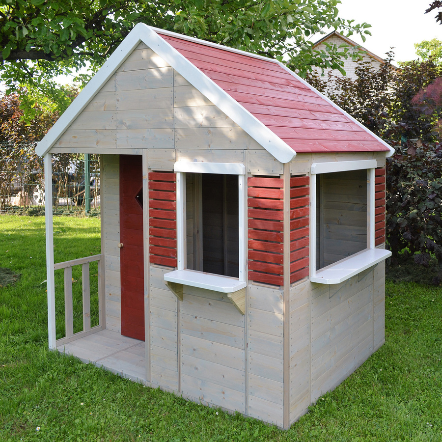 Wendi Toys Kinderspielhaus Krokodil aus Holz mit Fenster und Veranda, natur/rot, B/T/H: 120 x 155 x 168 cm - Bild 2