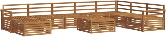 vidaXL Sofagarnitur 9-teilig aus Akazie Massivholz in Braun mit Tisch und Polstern in U-Form - Bild 1
