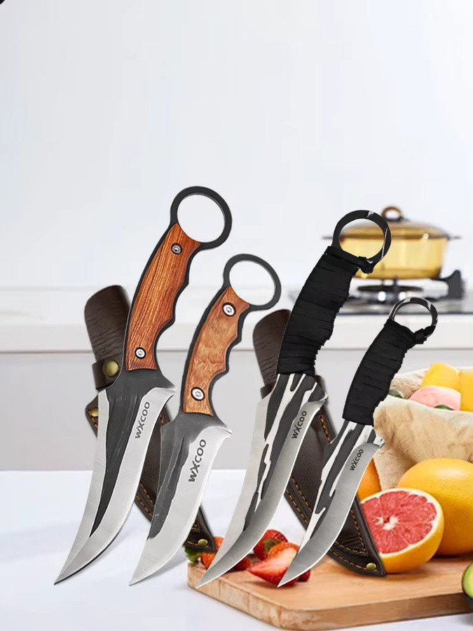WXCOO Multifunktionales Handgeschmiedetes Küchenmesser aus Edelstahl mit Holzgriff als Fleischbeil und Metzgermesser für BBQ und Haushalt - Bild 5