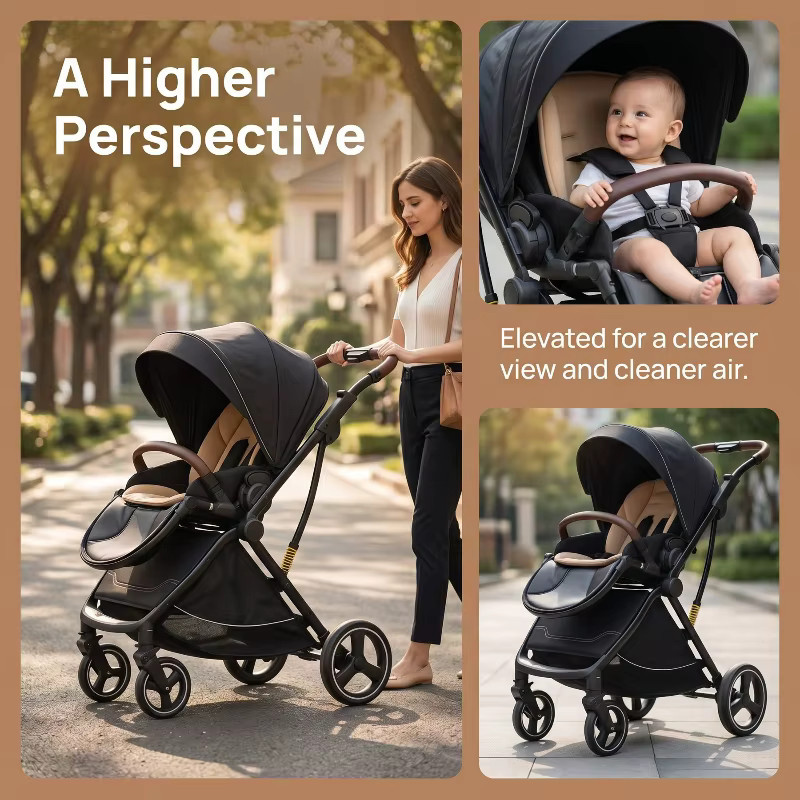 LUVCHAIN 2-in-1 Reise-Kinderwagen und Sicherheitssitz für Kleinkinder, faltbar, Schwarz - Bild 2