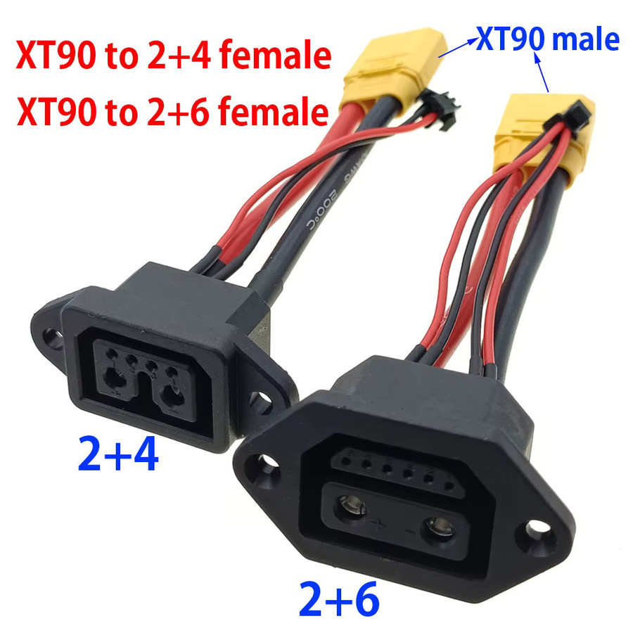 HBXINTAO TX90 Stecker auf 2+4/2+6 Pin Buchse Elektrofahrzeug Lithium-Batterie-Ladebuchse und E-Bike Verbindungskabel in Schwarz - Bild 2