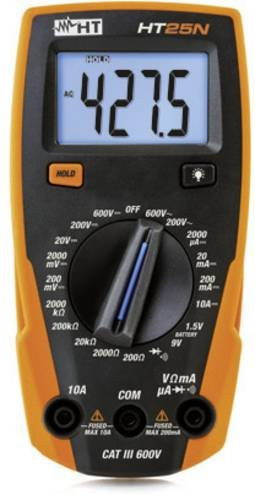 HT Instruments HT25N Digitales Hand-Multimeter CAT III 600V in Orange mit 2000 Counts - Bild 1