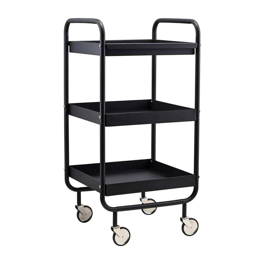 House Doctor Trolly Roll schwarz aus lackiertem Stahl mit Rollen, Höhe: 85 cm, Breite: 42 cm, Tiefe: 38 cm - Bild 1
