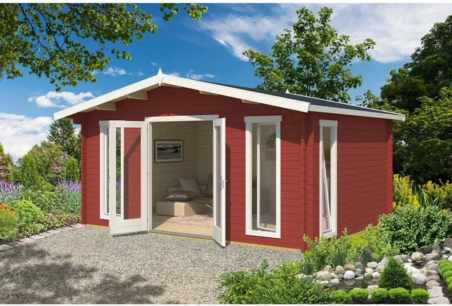 Lasita Gartenhaus Elgin in Blockbohlenbauweise mit Satteldach, Farbe: Rot, B/T/H: 528 x 360 x 267,9 cm - Bild 1