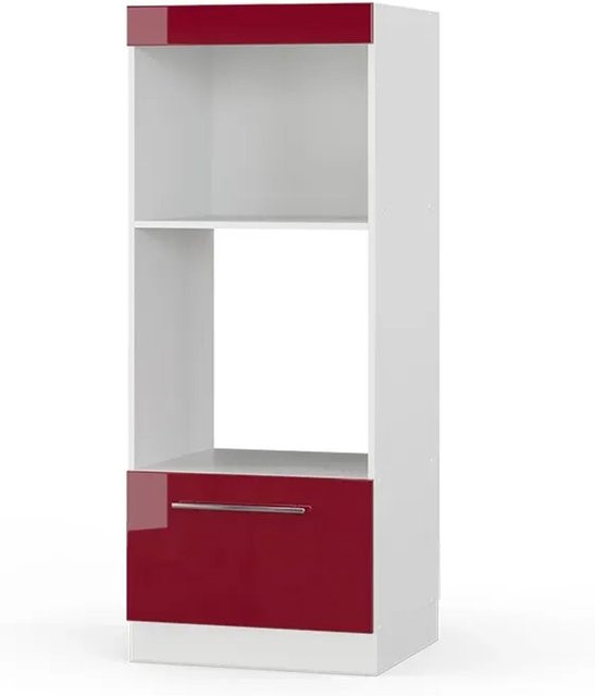 Vicco Mikrowellenschrank Fame-Line in Bordeaux Hochglanz und Weiß, Breite: 60 cm, Höhe: 153 cm, Tiefe: 44,53 cm - Bild 1