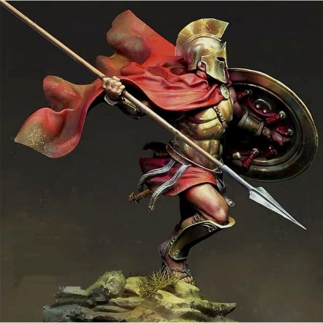 BANGSHE Spartan-Krieger Harzfiguren im Maßstab 1:24, 2 unbemalte Modellbausätze mit Speeren und Schilden, Grau - Bild 1