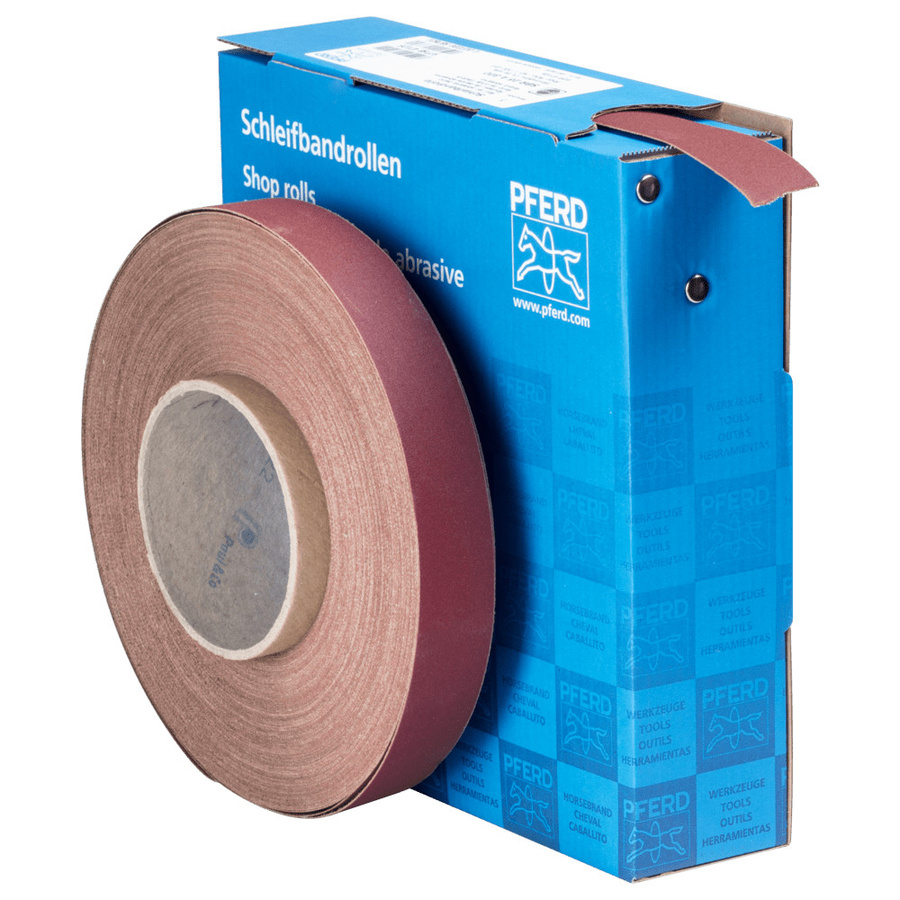 PFERD Korund Schleifbandrolle SBR für universelle Anwendung, Körnung 320, Farbe Braun, Breite: 2,5 cm, Länge: 50 m - Bild 2