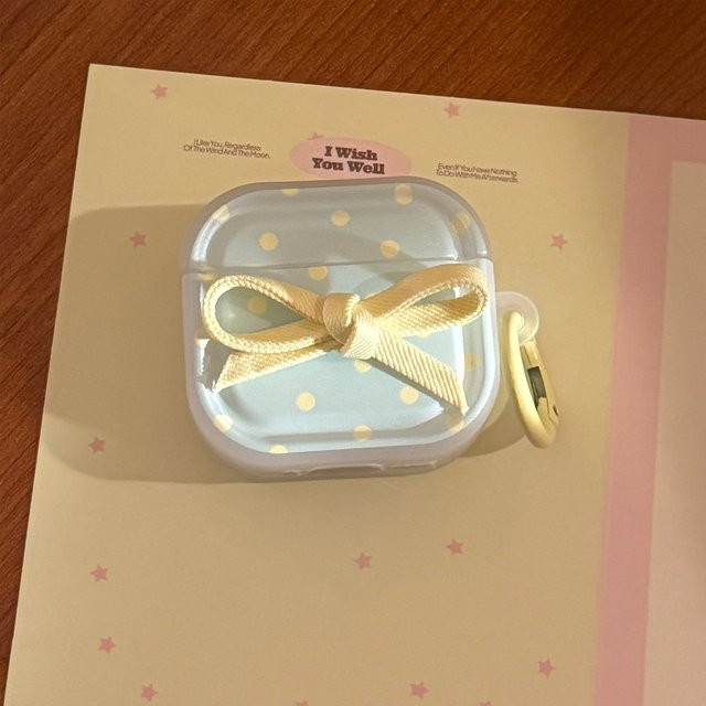 Schutzhülle mit koreanischem 3D-Schleifen-Design und Polka Dots für Apple AirPods 1 2 3 4 und AirPods Pro 1 2 inklusive Haken - Bild 1