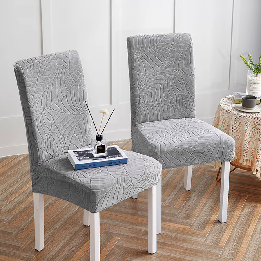 Wasserdichte Jacquard Stuhl Abdeckung von airldianer in Grau mit elastischem Spandex-Stretch für Esszimmer und Küche - Bild 5