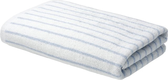 LIVARNO Frottier-Duschtuch aus Baumwolle, gestreift, Blau, B/H: 70 x 140 cm - Bild 1