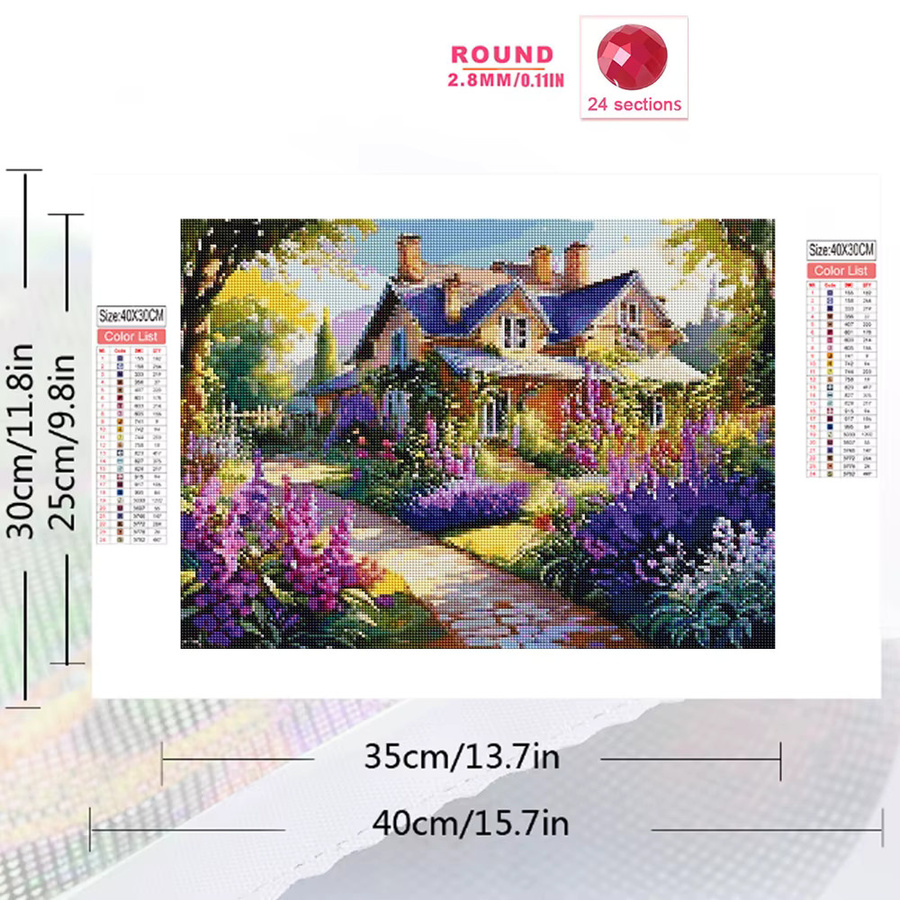 Momoart DIY Diamant Stickerei Haus Landschaft Mosaik Set in Multicolour, B/H: 30,0 x 20,0 cm - Bild 2