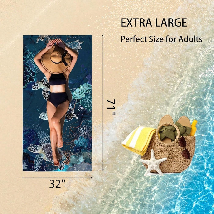 Ka Chen Muda Strandtuch Meeresschildkröte aus Polyester, schnelltrocknend und leicht, B: 30 cm, H: 60 cm - Bild 3