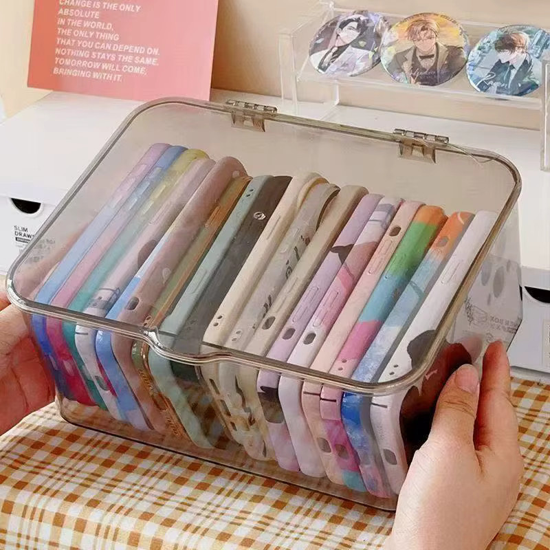 Staubdichte Kunststoff-Organizer-Box für Handyhüllen, Schmuck und Kosmetik, transparent und schwarz, B/T/H: 23,0 x 10,0 x 10,0 cm - Bild 2