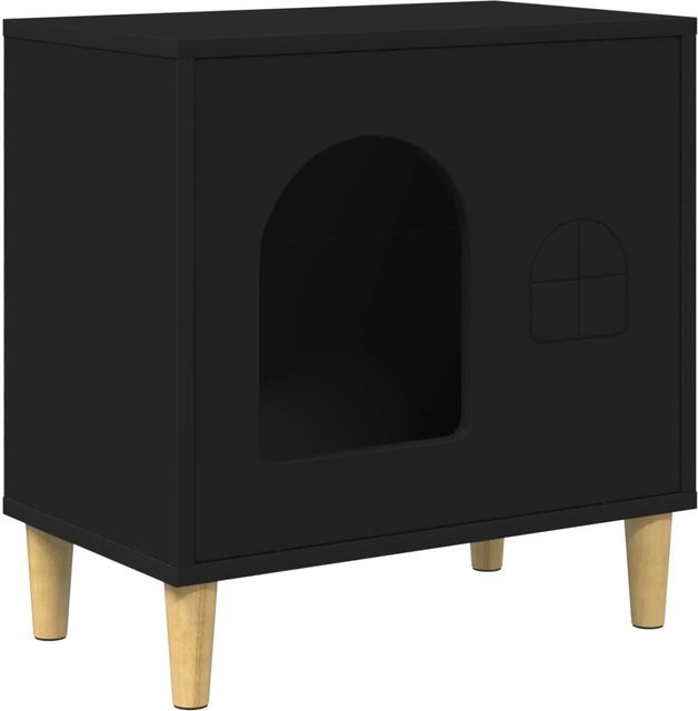 vidaXL Katzenhaus aus Holzwerkstoff in Schwarz, B/T/H: 51 x 30 x 52 cm - Bild 1