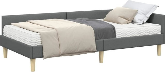 vidaXL Eckbettgestell mit Matratze 2-teilig in Grau aus Stoff und Sperrholz, B/T: 100 x 200 cm - Bild 1