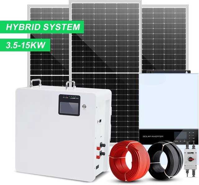 Wandmontiertes Solarpanel-Set mit 5-10 kW Leistung, 48-V-Lithium-Ionen-Batterie und Wechselrichter in Weiß für den Heimgebrauch - Bild 1
