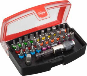 Vigour Bit Box V5019 32-teiliges Schraubendreher-Bit-Set in Multicolour mit Sechskant, Schlitz, PH, PZ, TX und Tamper Resistant TX Profilen für 1/4 Zoll - Bild 1