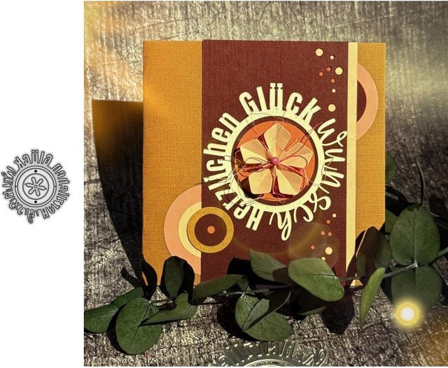 Metall-Stanzformen mit deutschen Texten und Sprüchen sowie Blumenkreisen in Gold für DIY-Scrapbooking und Kartenherstellung - Bild 1