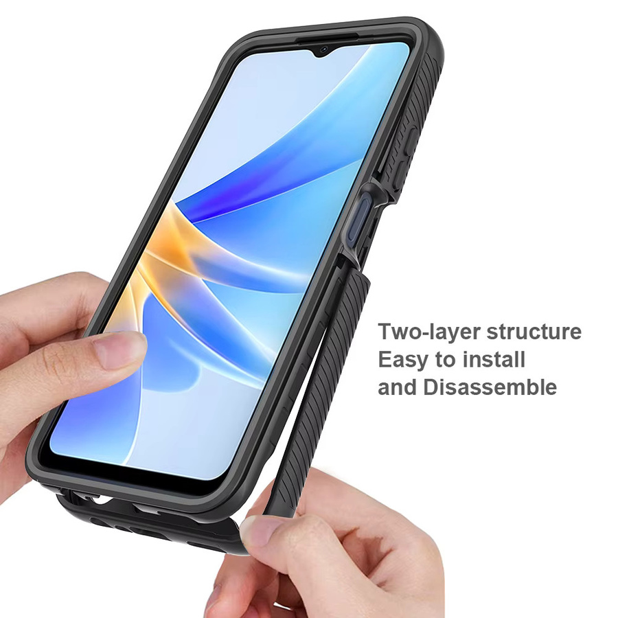 Kumonkey Stoßfeste TPU-Hülle mit integriertem Displayschutz für OPPO A17 4G, A16, A16S und A54S, Transparent/Blau - Bild 2