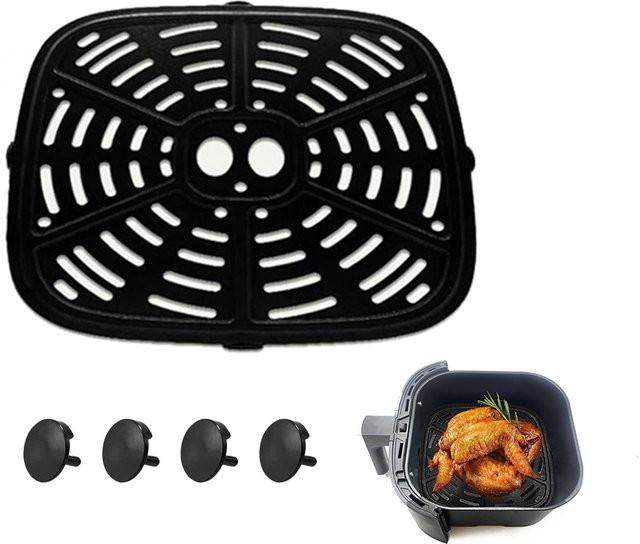 Holstein Housewares Ersatz-Grillplatte für Heißluftfritteusen, Schwarz, Durchmesser: 24,0 cm - Bild 1