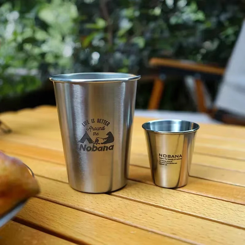 CLS&NOBANA Outdoor Becher-Set aus Edelstahl 304 in Silber für Camping und Wandern - Bild 4