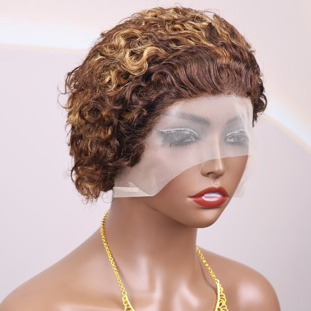Luxexuan Pixie Cut Perücke, Echthaar, Kurze Lockige Bob Perücke, Damen - Bild 1