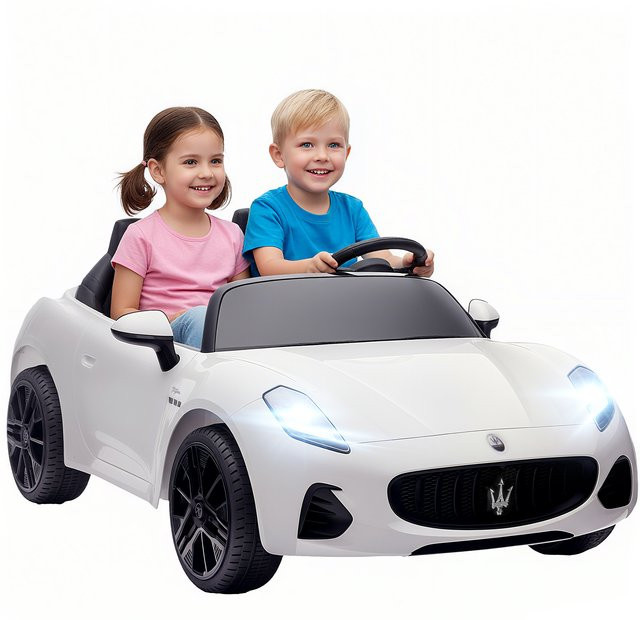 Aosom Kinder Elektroauto 12V, 2-Sitzer, mit Fernbedienung, Weiß, ab 3 Jahre - Bild 1