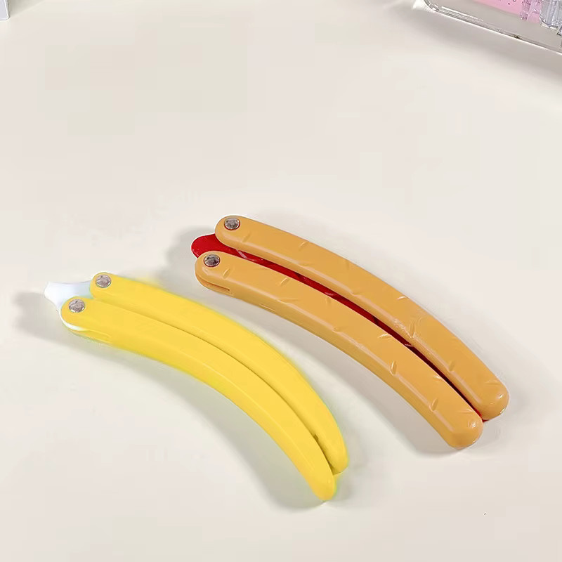 CANAMEK 3D-Druck Schwerkraft Hot Dog Schmetterling Messer Banane Rettich Messer Modell Push-Karte Dekompression Spielzeug - Bild 3