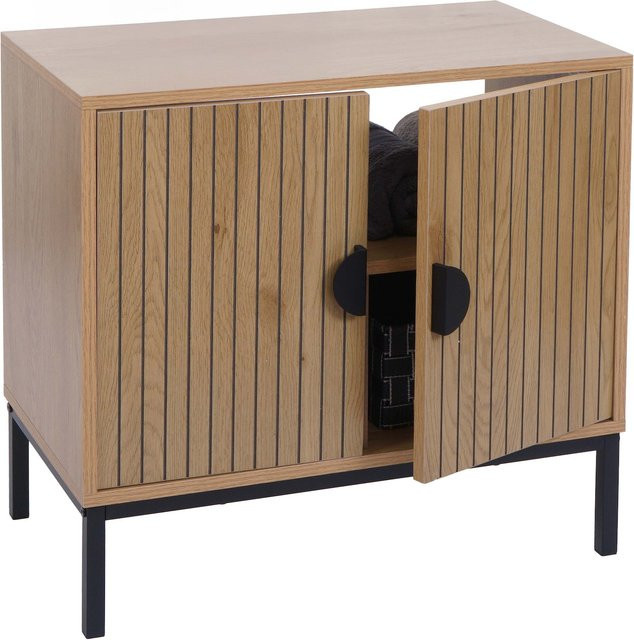 Waschbeckenunterschrank MCW-O42 Badezimmer Schrank mit 2 Türen aus MDF Melamin in Holzoptik Natur Braun, B/T/H: 62 x 35 x 63 cm - Bild 1