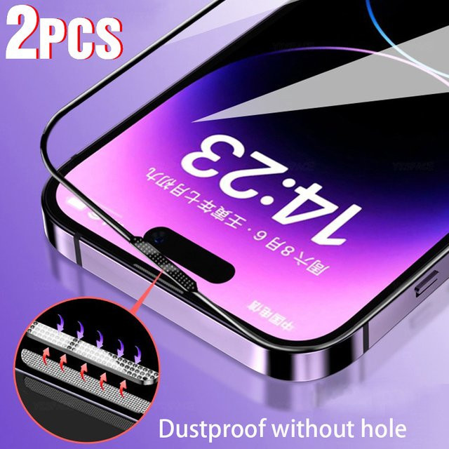 2er-Set Staubdichte Displayschutzfolien aus gehärtetem Glas für Apple iPhone 17 Air 16 15 14 13 12 11 Pro Max Plus XR X transparent - Bild 1