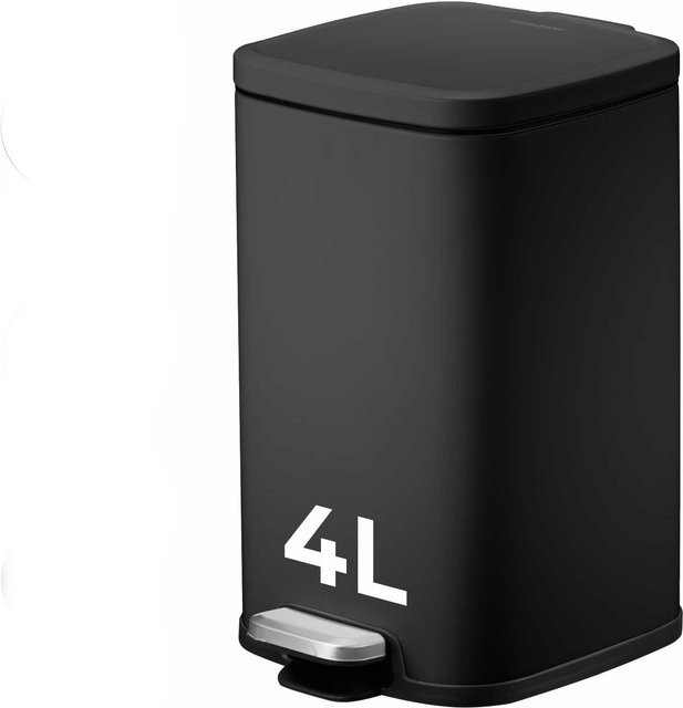 Fackelmann Tretmülleimer London, schwarz, 4l, mit Soft-Close und herausnehmbarem Inneneimer - Bild 1