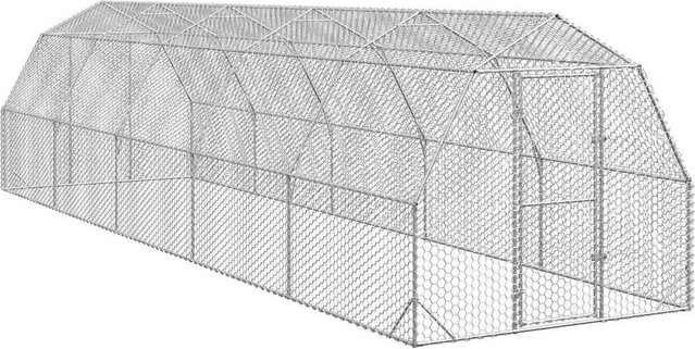 Hühnerstall von Yiwydaa aus verzinktem Stahl mit Drahtgeflecht in Silber, B/T/H: 10 x 2,5 x 2,25 m - Bild 1