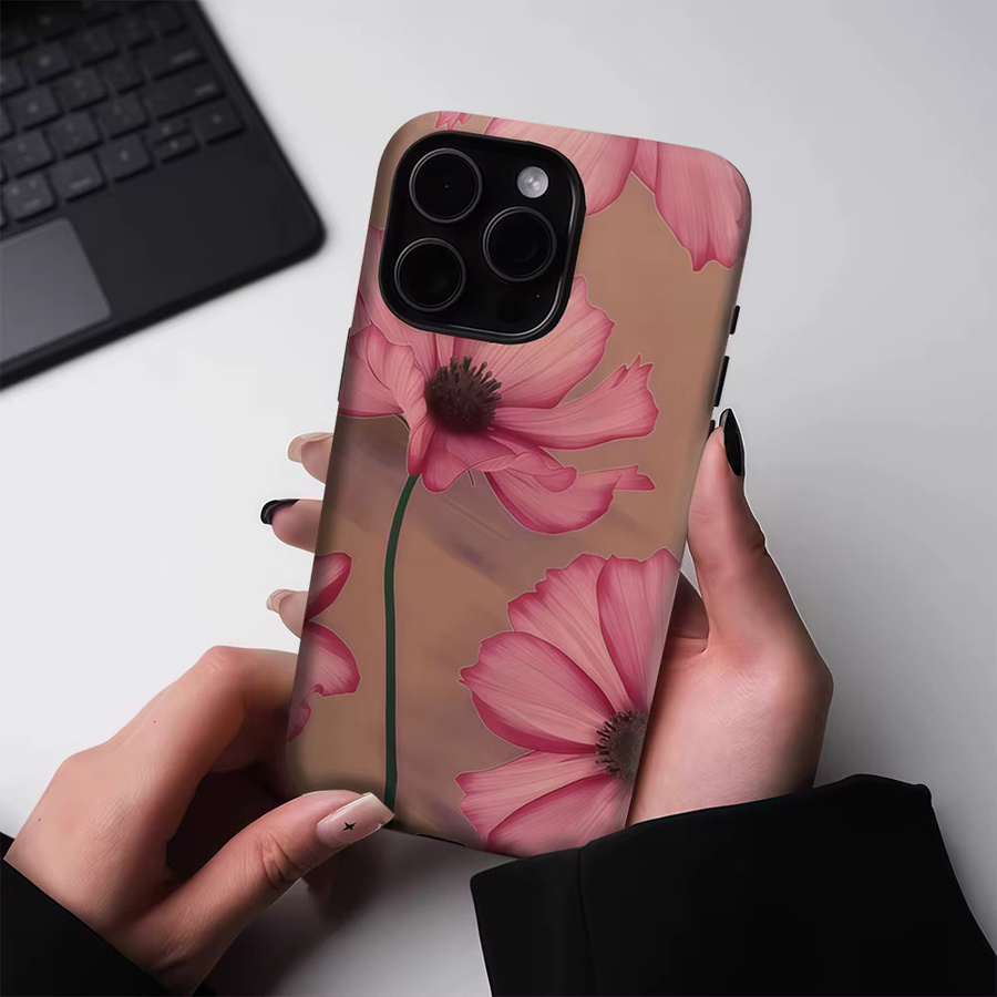 Potdemiel Blush Cosmos Bloom Handyhülle für iPhone 17 16 15 14 13 Pro Max Plus, robuste Einzel- und Doppelschicht-Schutzhülle, Farbe: Pink - Bild 3