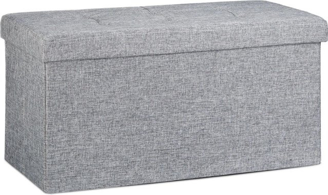 Relaxdays Sitzbank aus Leinen in Grau, faltbar, B/T/H: 76 x 38 x 38 cm - Bild 1