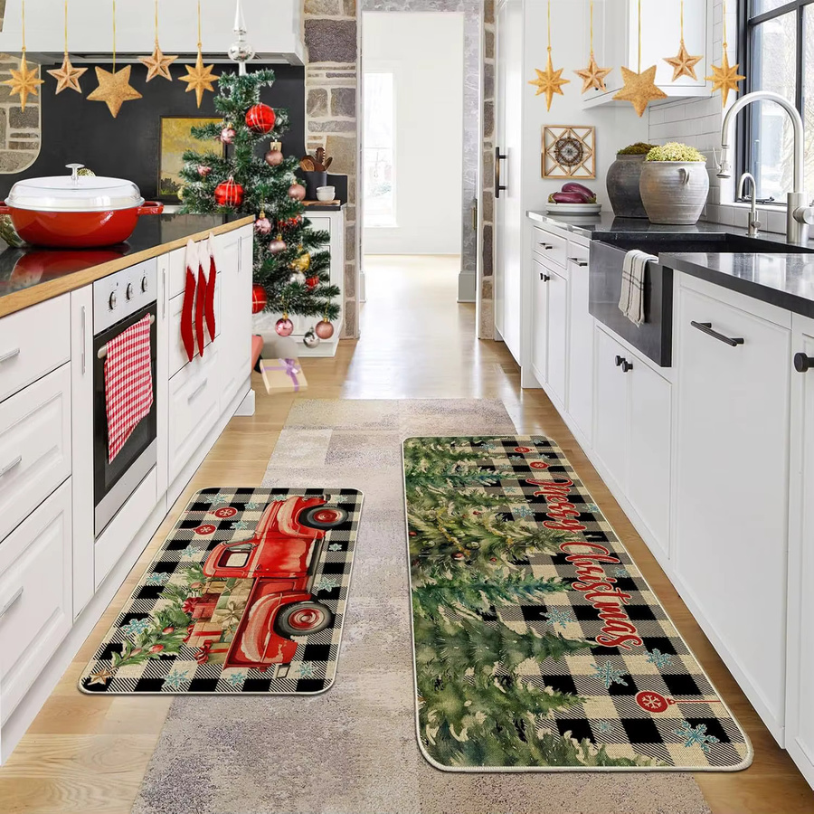 VIKAMA Rutschfeste Fußmatte mit Weihnachtsatmosphäre in Multicolour für Küche, Badezimmer und Toilette, B/T: 40 x 40 cm - Bild 2
