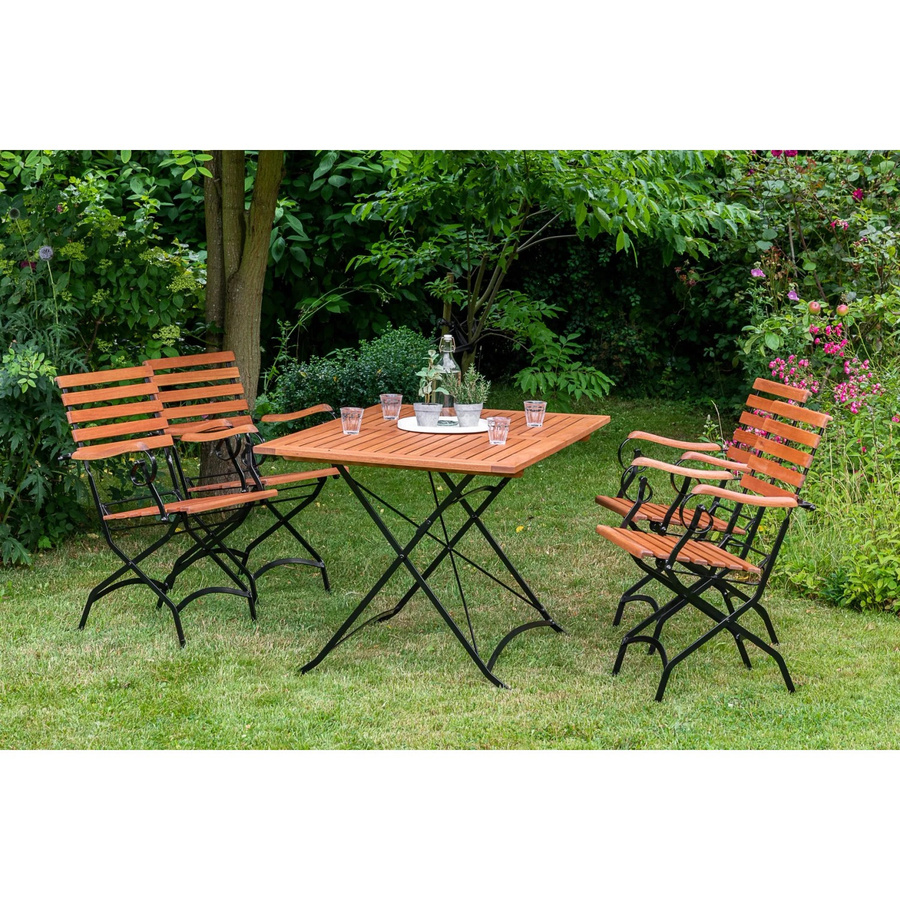 Merxx Schlossgarten Set 5-tlg. Gartentisch aus Eukalyptusholz in Anthrazit und Braun, B/T/H: 120 x 80 x 74 cm - Bild 2