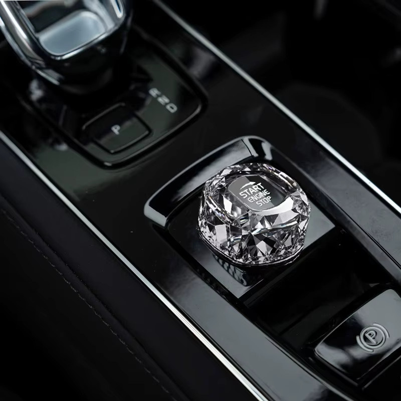 LINGLUYANG Kristallknopf-Abdeckung für Volvo XC60 S90 XC90 S60 V60 V90, Ein-Klick-Start Zubehör, transparent - Bild 2