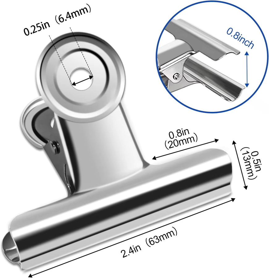 Silver Bull 10er-Pack Metall-Scharnierklammern in Silber, 2,5 Zoll Foldback-Clips für Büro, Schule und Bastelarbeiten - Bild 2