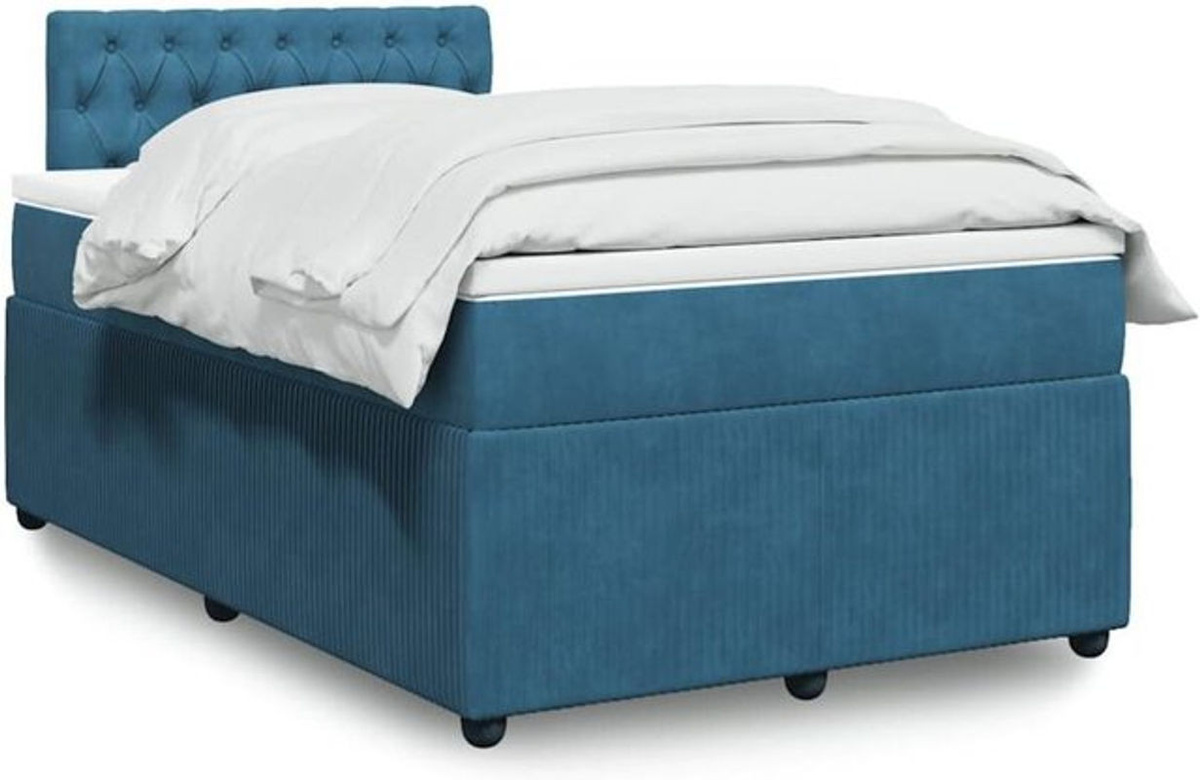 Vidaxl Boxspringbett mit Matratze aus Samt in Blau, B/T/H: 120 x 200 x 100,5 cm - Bild 1