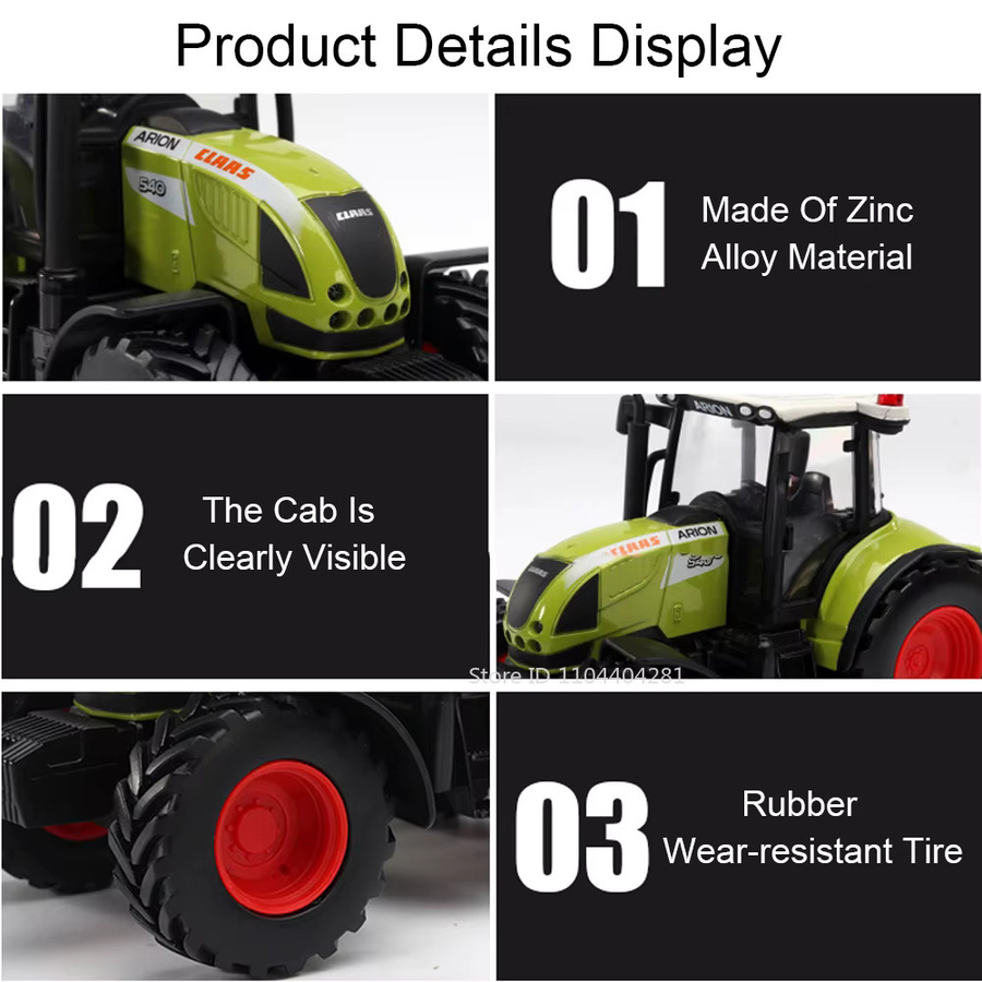 MAKEDA Landwirtschaft Traktor, Modell Spielzeug, 1:32, Metall, Gummi - Bild 5
